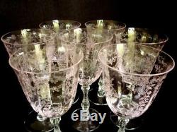 Set Of 7 Lenox / Fostoria Navarre Pink 7 5/8 Water / Wine Goblets