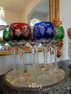 Set Of 8 Ajka Marsala Cut To Cler Crystal Wine Goblet Glasses 8 1/4 Tall