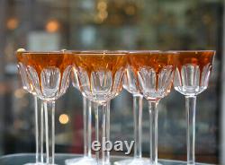 Set Of 8 Baccarat Harcourt Roemer Hock Wine Crystal Glasses Orange