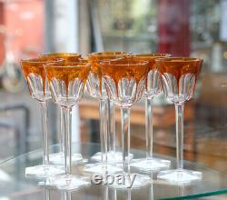 Set Of 8 Baccarat Harcourt Roemer Hock Wine Crystal Glasses Orange