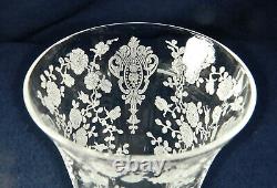 Set Of 8 Cambridge #3121 Clear Etched Rosepoint 5 7/8 Tall Wine Glasses