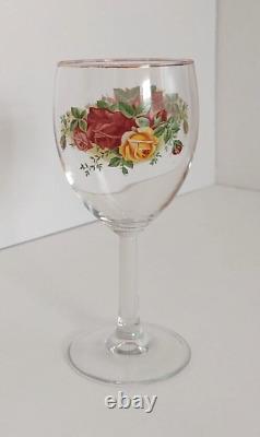 Set Of 8 Royal Albert Old Country Roses 7 1/4 Wine Glasses/Goblets Glassware
