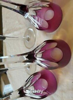 Set Of 8 Saint Louis Crystal, Paris, France Bristol Violet Wine Hock Glasses