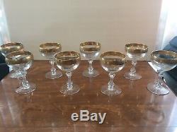 Set Of 8 Vintage Gold Rim Tiffin Franciscan Crystal Westchester Wine Glasses