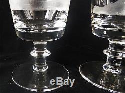 Set Of Five Royal Brierley Hunting Game Series Engraved Large Wine Glasses