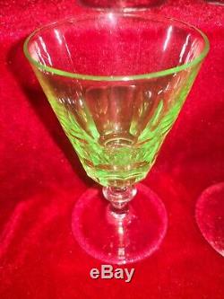 Set Of Six Victorian Uranium Wine Glasses