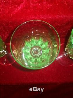 Set Of Six Victorian Uranium Wine Glasses
