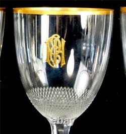 Set Of Small Wine Glasses Gilt Monogram Royal Pattern Moser