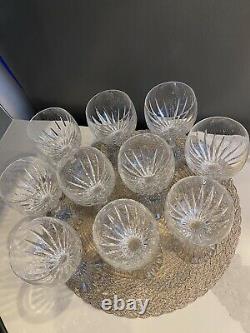 Set of 10 BACCARAT Massena Water Wine Goblet Art Glasses 7 Cut Crystal France