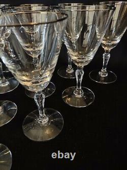Set of 10 Fostoria Engagement 5 1/4 Wine Glass Crystal Platinum 1960s Signed