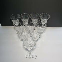 Set of 10 Libbey Rock Sharpe Halifax Stem Wine Glass Goblet 3005 Floral Etched
