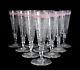 Set of 10 Venetian Latticino Art Glass Flared Intaglio Wine Goblets 19th cent