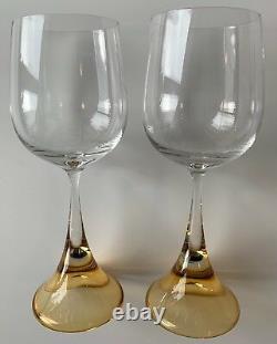 Set of 11 Signed Rosenthal Crystal #900 Clairon 7 Wine Glasses, Amber Stems