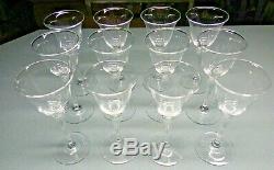 Set of 12 Fine STEUBEN Glass 7 inch Tall Stems Wine Glasses SIGNED