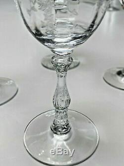 Set of 12 Fostoria Navarre Crystal Wine Glasses 6 1/2 Tall Etched Claret 6.5oz