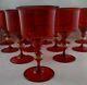 Set of 12 Mid-Century Beautiful Ruby Red Venetian Glass Wine Goblets or Glasses