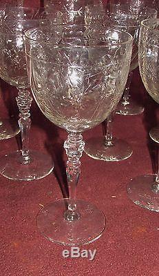 Set of 12 Old or Antique Cut Crystal Wine Glasses MARKED DOWN
