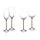 Set of 24ct Gold Leaf Filled Stem Glasses 2 Champagne Flutes 2 Wine Glasses