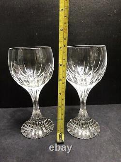 Set of 2 BACCARAT Massena Crystal 6-3/8 Wine Glasses ClearSigned France