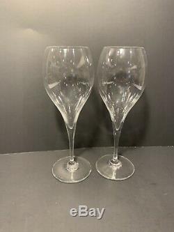 Set of 2 Baccarat Crystal Glasses Oenologie Champagne Flutes Wine Clear France