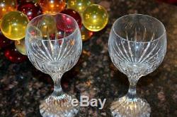 Set of 2 Baccarat France Crystal Massena 6 3/8 White Wine Glasses Signed Mint