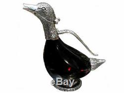Set of 2 Duck Decanters Silver Plated Glass Water Wine Jug Carafe Gift Regent
