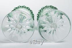 Set of 2 Signed Waterford Crystal Clarendon Emerald Wine Hock Glasses 8