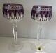 Set of 2 Waterford Crystal Clarendon 8 Amethyst Purple Hock Wine Glasses