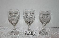 Set of 3 Baccarat Massena Crystal Water Goblets Wine Glasses 6 7/8