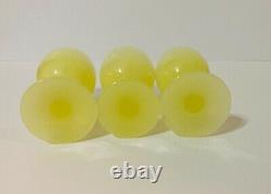 Set of 3 Rare French Portieux Vallerysthal Yellow Opaline Wine Glasses