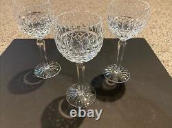 Set of 3 Waterford Crystal LISMORE Hock Wine Glasses