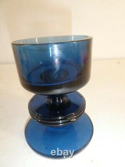 Set of 3 Wedgwood Sheringham Blue Glass Ronald Stennett Wilson Candlestick (A23)