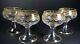Set of 4 Antique St Louis Gold Crystal Stem 4 1/8 Tall Wine Glasses Beethoven