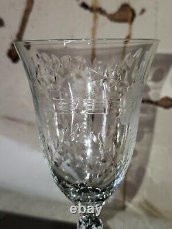 Set of 4 Cambridge Glass Lucia Water Glasses Goblets Stem #3116 Cut #824 Wine