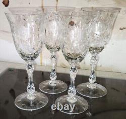 Set of 4 Cambridge Glass Lucia Water Glasses Goblets Stem #3116 Cut #824 Wine