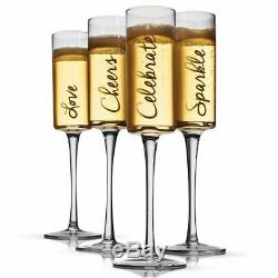 Set of 4 Champagne Flutes Glasses Cava Prosecco Glass Bubbles Glasses Wine Xmas