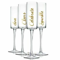 Set of 4 Champagne Flutes Glasses Cava Prosecco Glass Bubbles Glasses Wine Xmas
