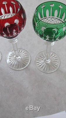 Set of 4 Colors Ajka Olinda / King Louis Cut to Clear Crystal Hock Wines