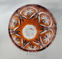 Set of 4 Hand Cut Bohemian Czech Crystal Multi Coloured Long Stem Wine Glasses
