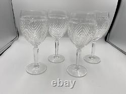 Set of 4 Ralph Lauren Crystal HERRINGBONE Wine Glasses 8 1/4