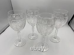 Set of 4 Ralph Lauren Crystal HERRINGBONE Wine Glasses 8 1/4