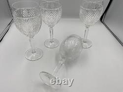 Set of 4 Ralph Lauren Crystal HERRINGBONE Wine Glasses 8 1/4