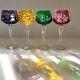 Set of 4 VTG BOHEMIAN CUT TO CLEAR CRYSTAL WINE GLASSES 8 ASSORTED COLORS