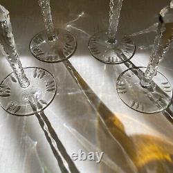 Set of 4 VTG BOHEMIAN CUT TO CLEAR CRYSTAL WINE GLASSES 8 ASSORTED COLORS