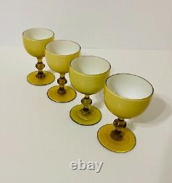 Set of 4 Vintage Carlo Moretti Butterscotch/Topaz Wine/Cordial Glasses
