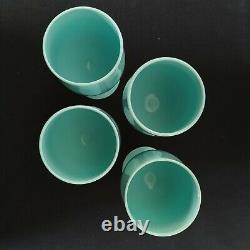 Set of 4 Vintage French Blue Opaline Milk Glass Footed Glasses Goblets
