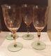 Set of 4 Vintage Pink and Green Depression Watermelon Wine Glasses 7 1/8 Tall