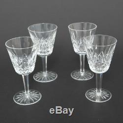 Set of 4 Vintage Waterford Cut Crystal Lismore Claret Wine Goblets Hock Stemware