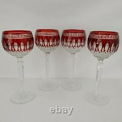 Set of 4 Waterford Clarendon Ruby Wine Glasses Red