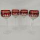 Set of 4 Waterford Clarendon Ruby Wine Glasses Red